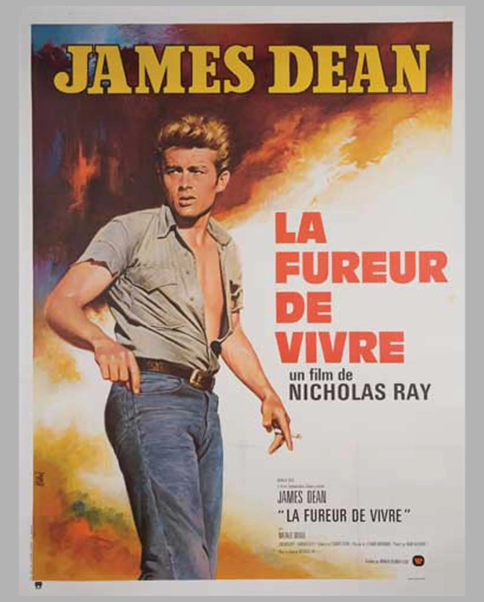 1955 original movie poster, James Dean in "La Fureur de Vivre" (Rebel Without a Cause)