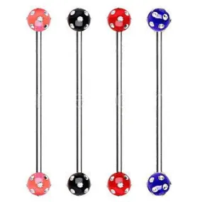 316L Surgical Steel Industrial Barbell with UV Acrylic Multi Gemmed Ball