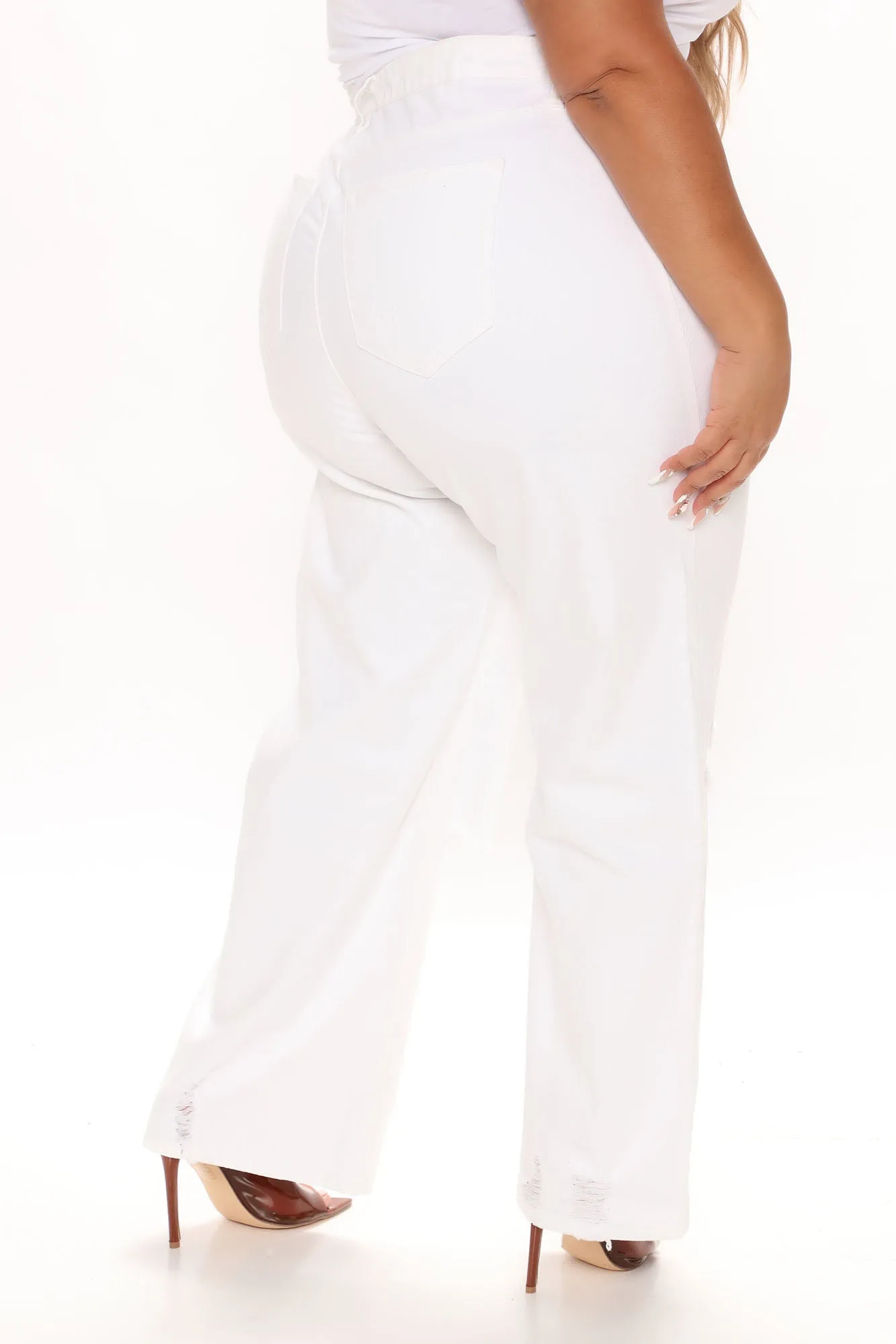 90's Baby Non Stretch Wide Leg Jeans - White