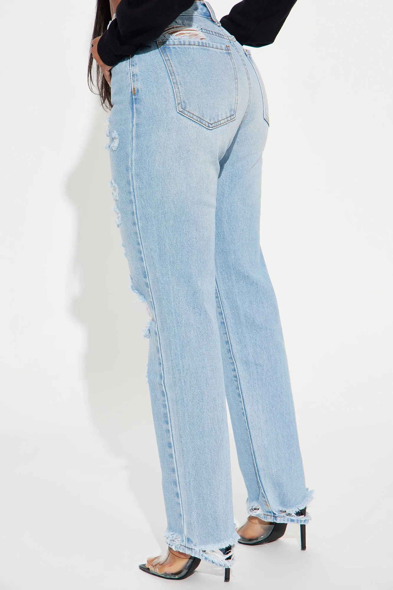 90's Loose Ripped Slouch Fit Jeans - Light Wash