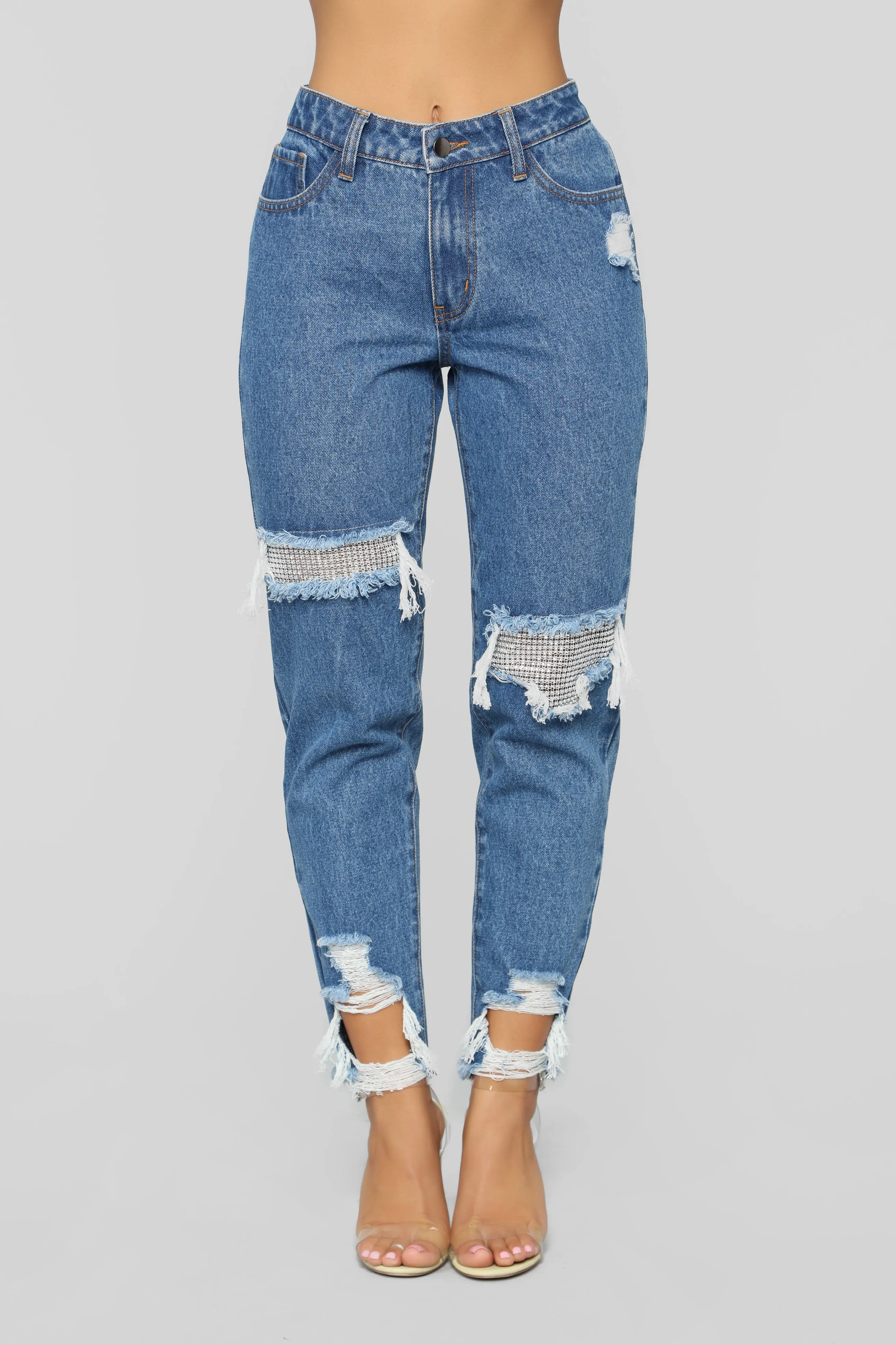 A Girl's Best Friend Boyfriend Jeans - Medium Blue Wash