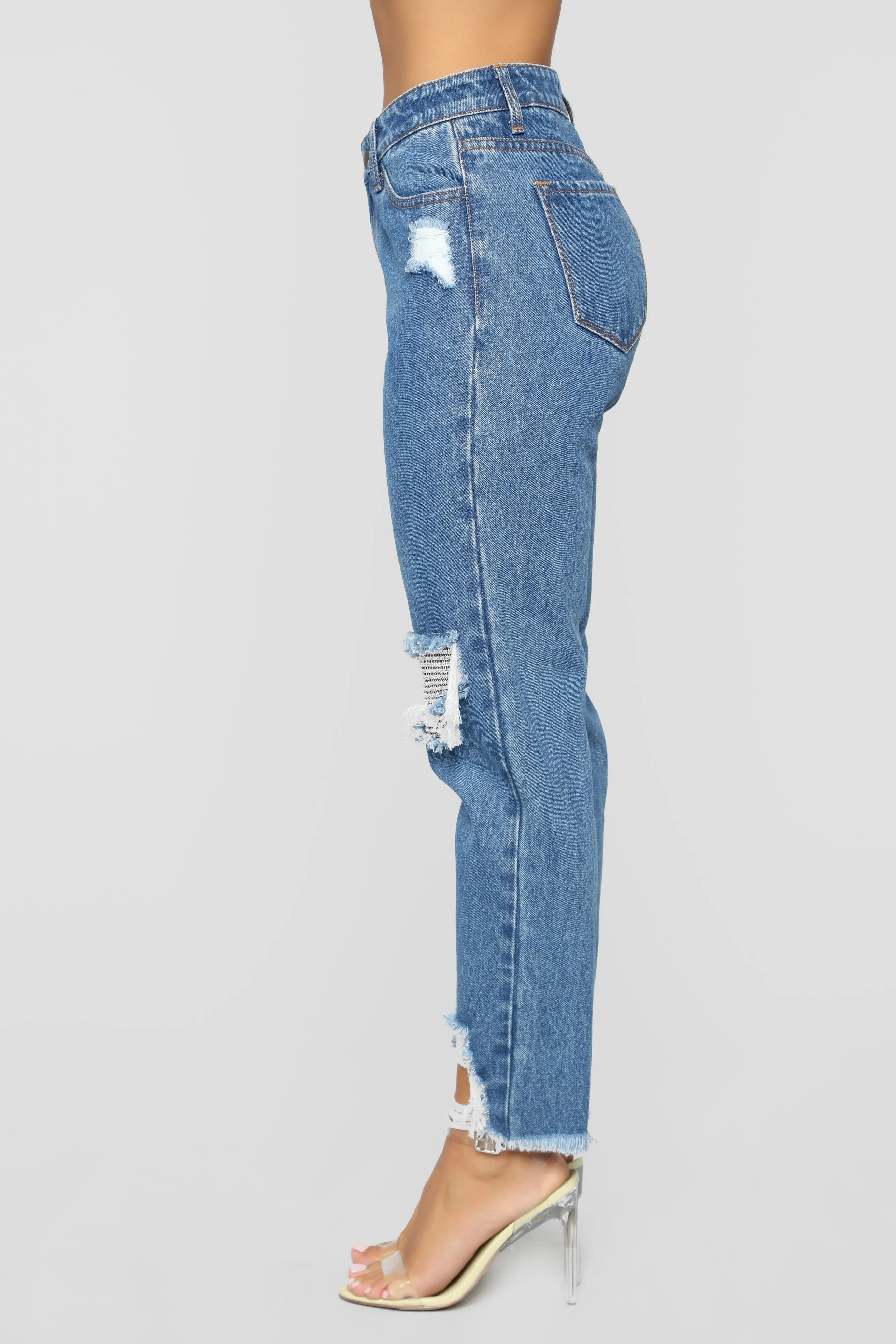 A Girl's Best Friend Boyfriend Jeans - Medium Blue Wash