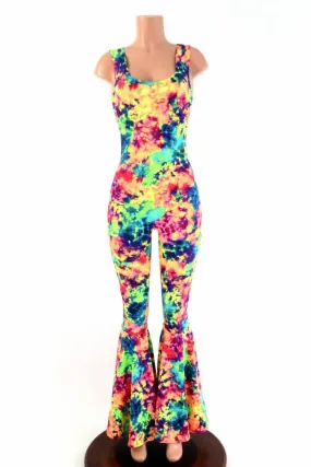 Acid Splash Bell Bottom Flare Catsuit