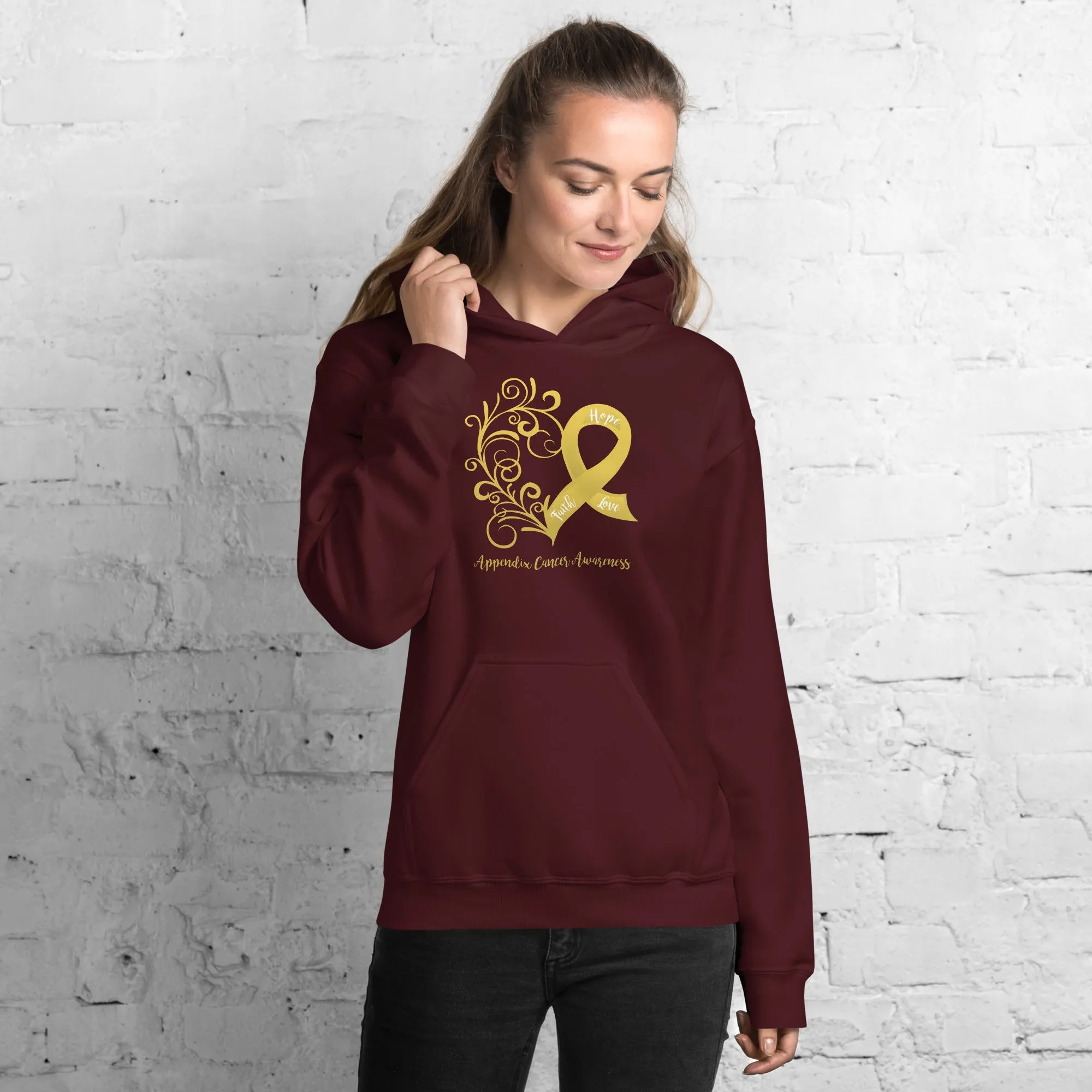 Appendix Cancer Awareness Heart Hoodie - Several Colors Available