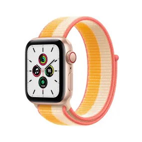 Apple Watch SE (GPS   Cellular) - Caja de aluminio en oro de 40 mm - Correa Loop deportiva en color maíz/blanco