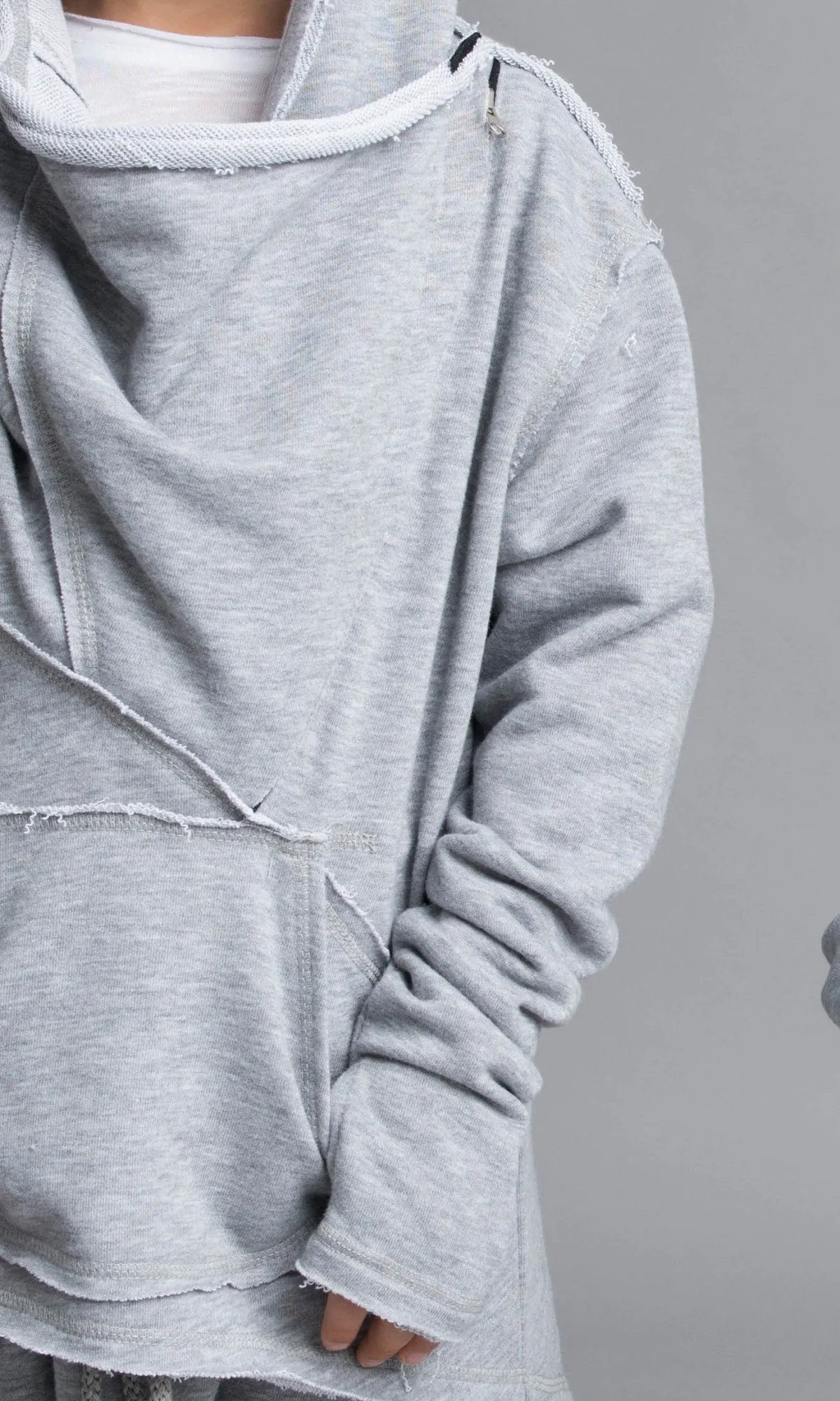 Asymmetric Front Pocket Cotton Hoodie