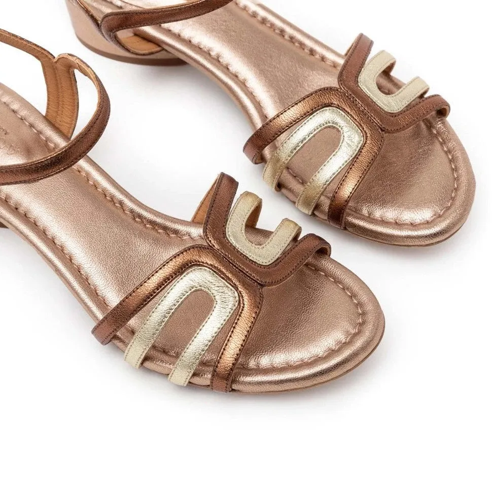 AUDLEY | SANDALIAS MUJER | HELOISE: TACÓN GALAXY MATE COBALTO | DORADO