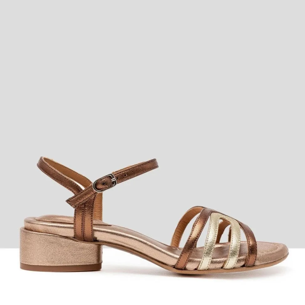 AUDLEY | SANDALIAS MUJER | HELOISE: TACÓN GALAXY MATE COBALTO | DORADO