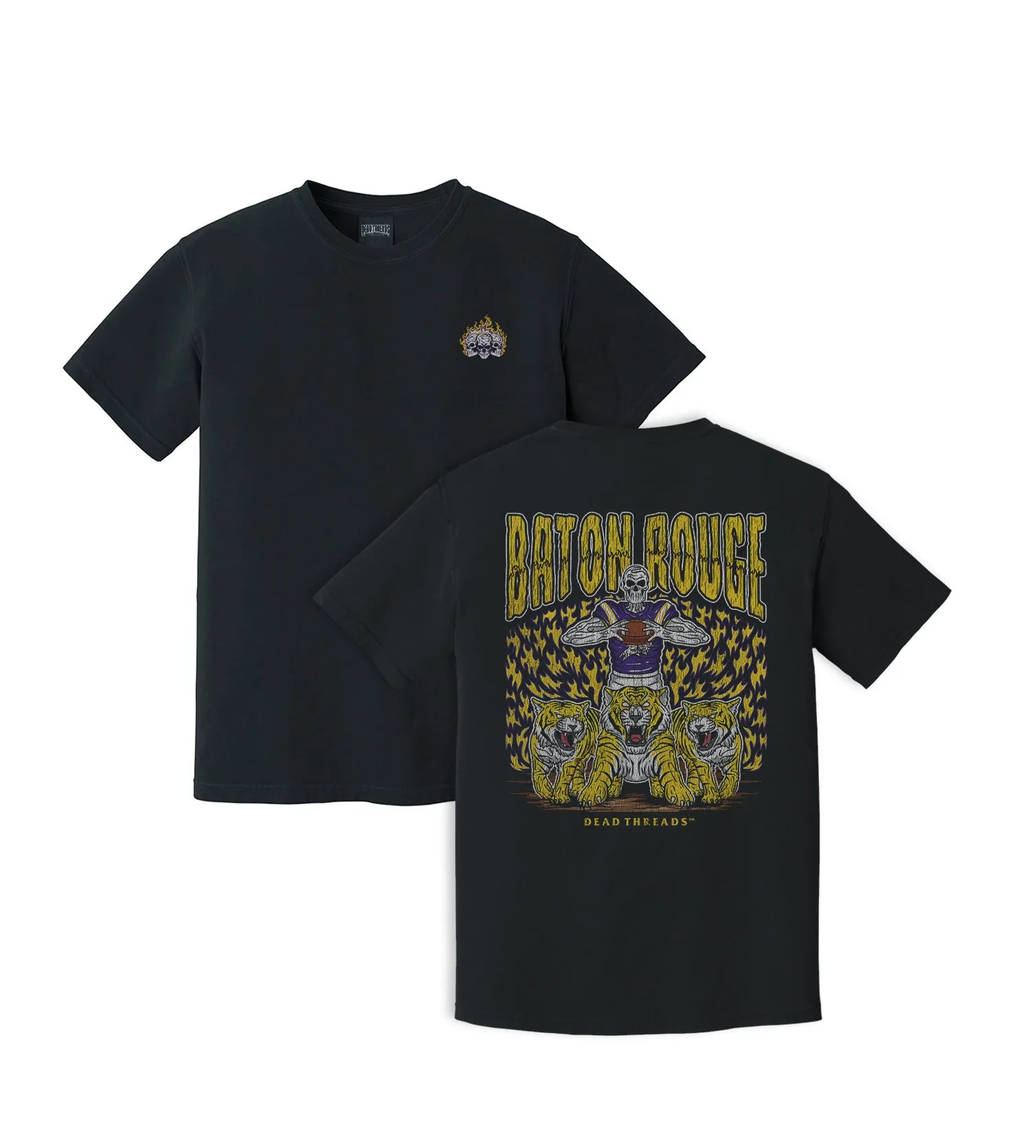 BATON ROGUE FOOTBALL - “3 SKULL” PREMIUM T-SHIRT