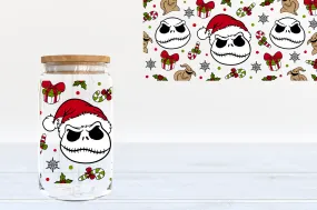 Christmas Skelly UV DTF 16oz Cup Wrap #213 - IN STOCK