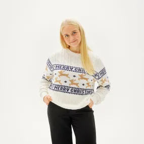 Den Elegante Julesweater Hvid - Dame.