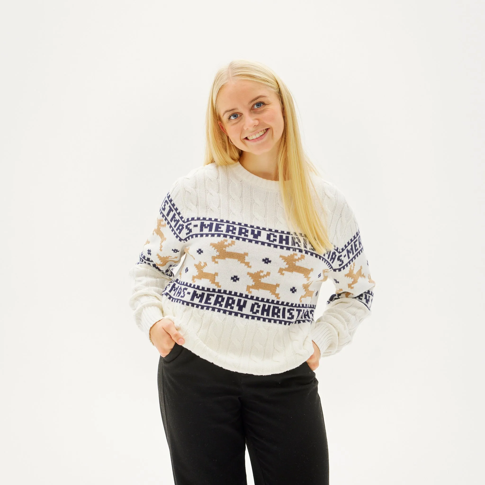 Den Elegante Julesweater Hvid - Dame.