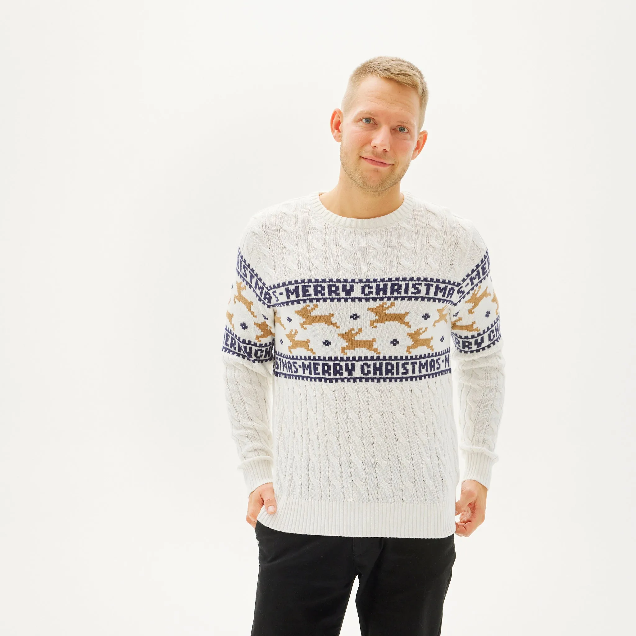 Elegant White Christmas Sweater for Men