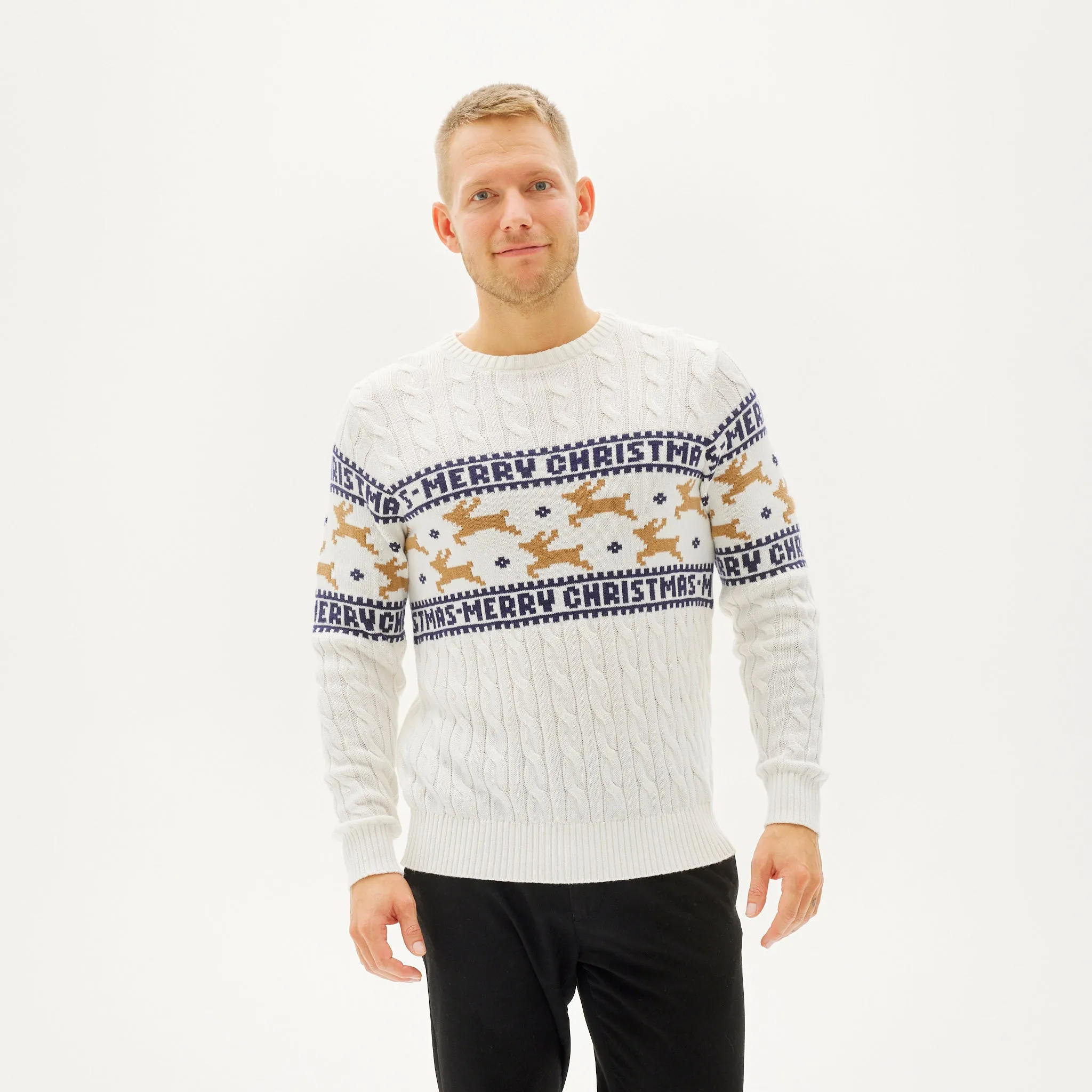 Elegant White Christmas Sweater for Men