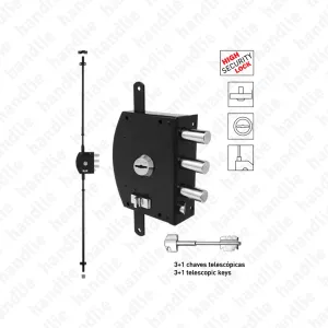 F.2500.AZ - Fechadura alta segurança de sobrepor para trancas verticais