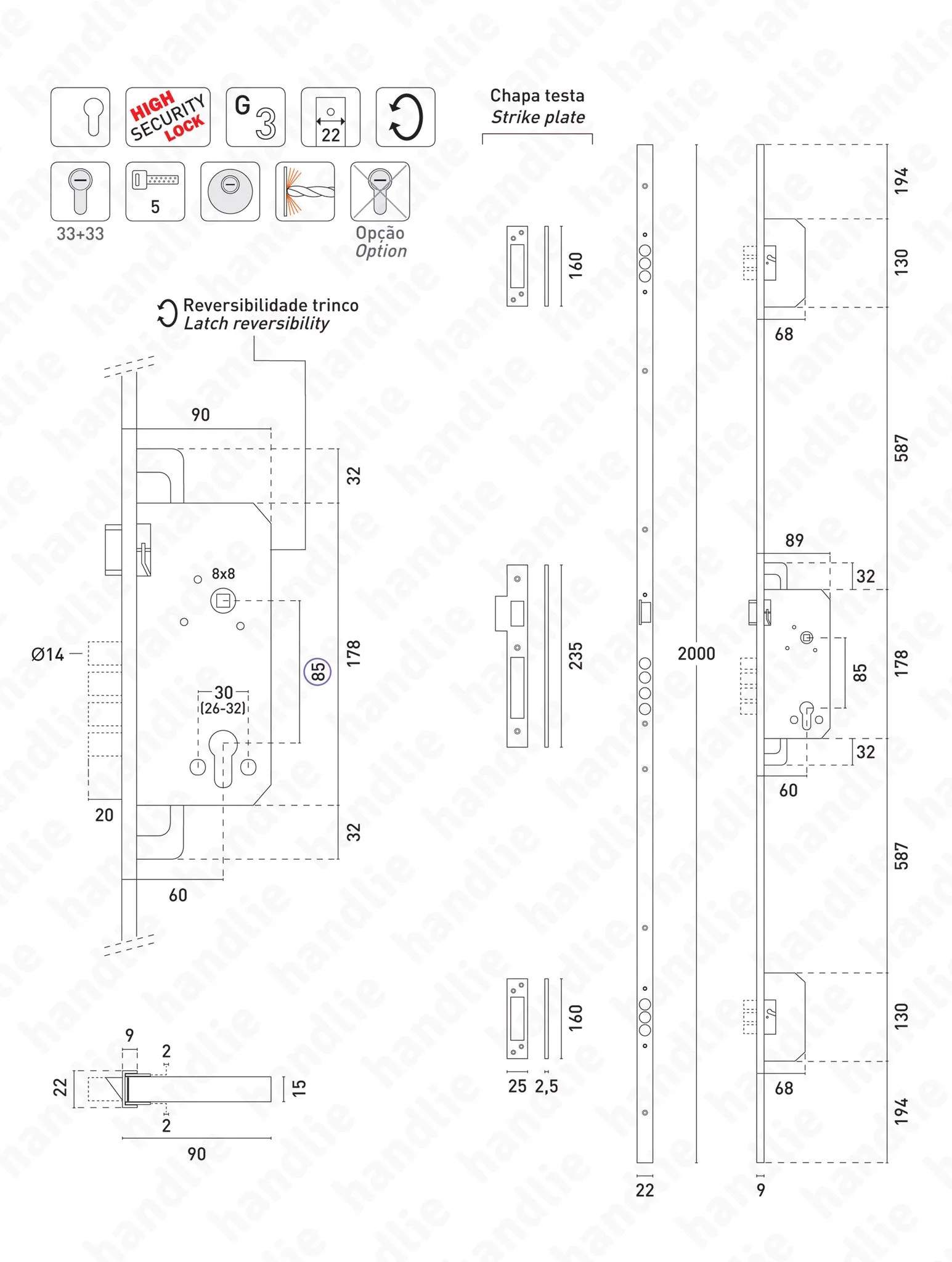 F.530.1.03 - Fechadura embutir alta segurança multiponto