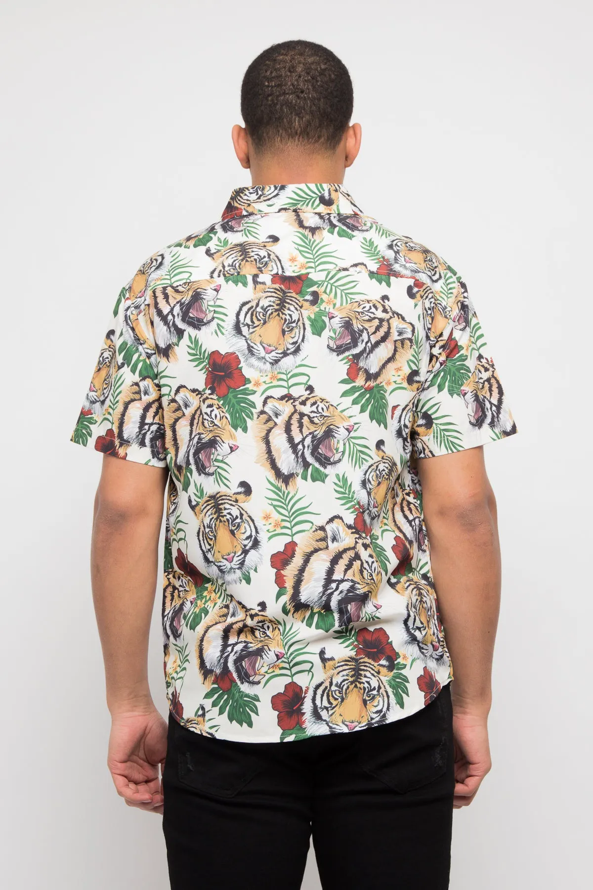 Floral Tiger Button Up