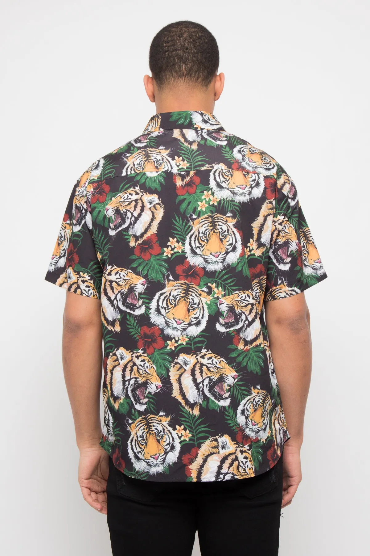 Floral Tiger Button Up