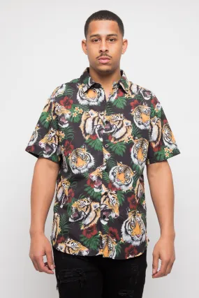 Floral Tiger Button Up