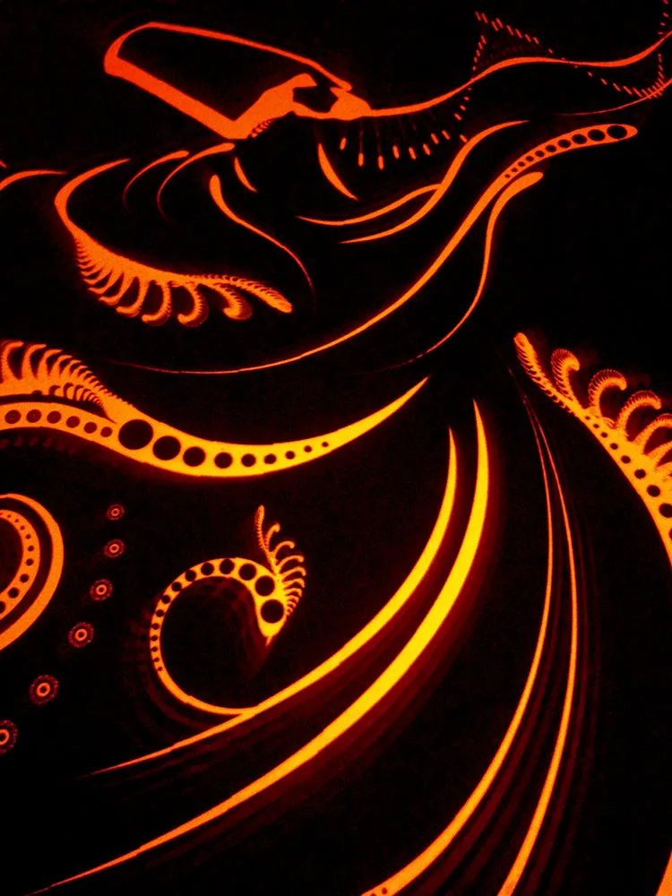 Fluro Neon Lycra Tapestry of "Sufi" - UV Active!