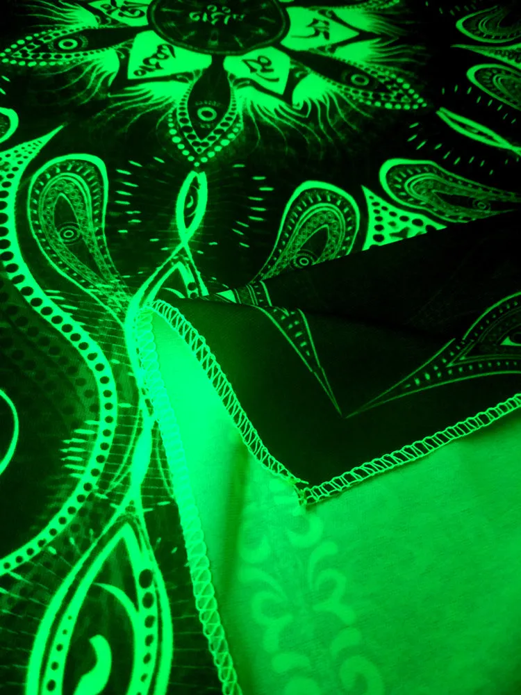 Fluro Neon Lycra Tapestry of "Vajra Mandala" - UV Active - Lime