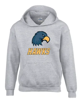 Hanover Gray Hoodie - Hawk Head Full Front/Left Chest