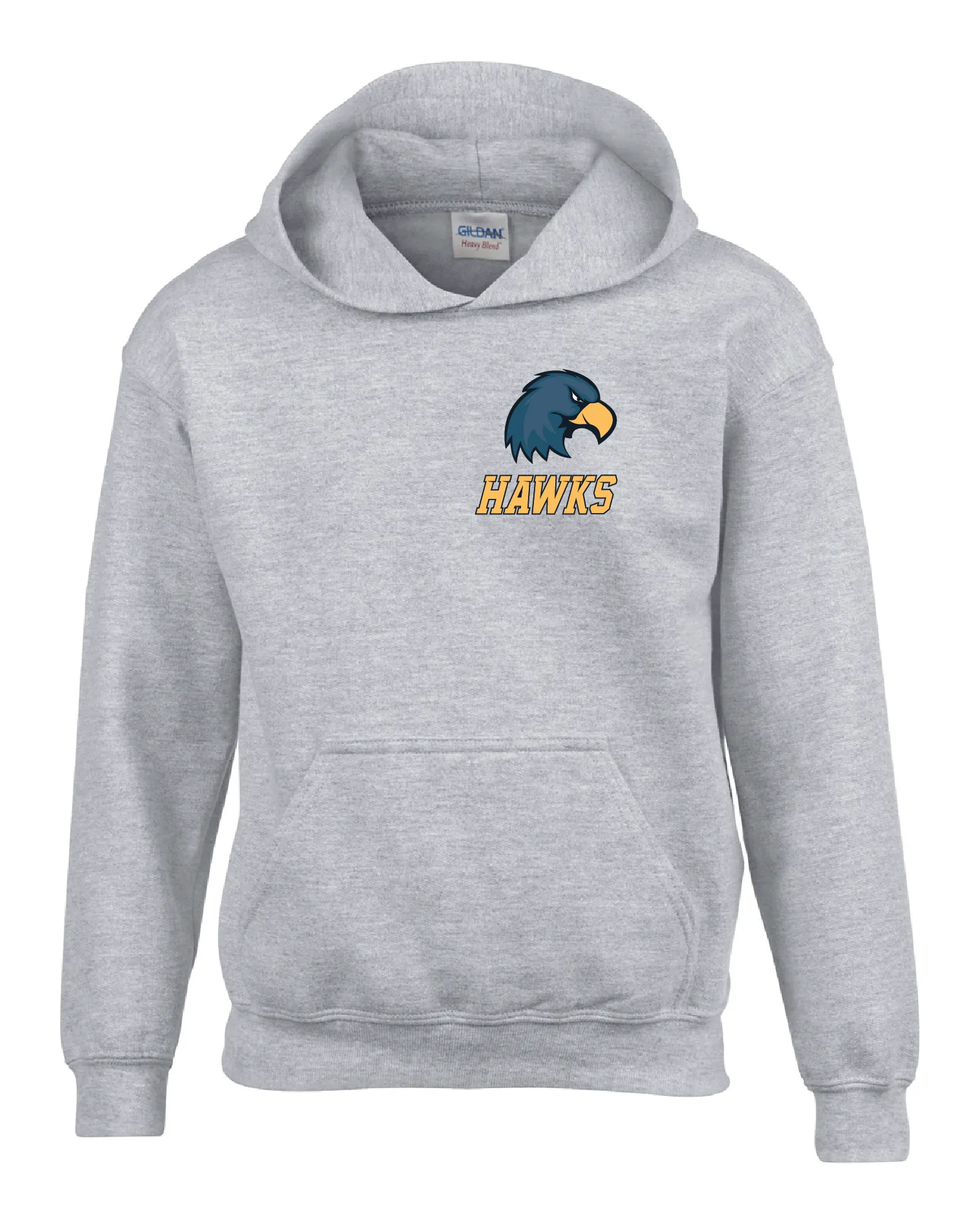 Hanover Gray Hoodie - Hawk Head Full Front/Left Chest