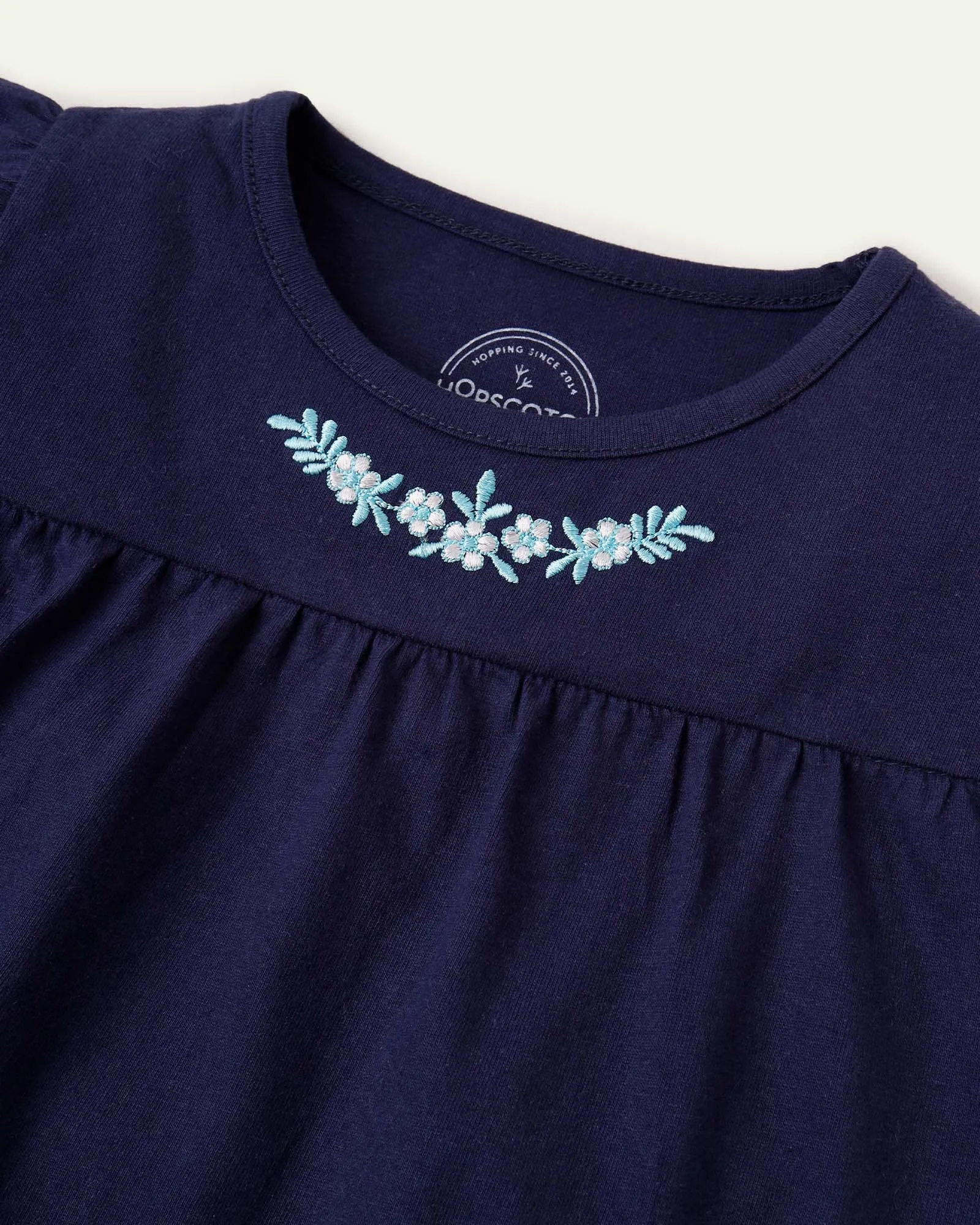 Navy Blue Embroidered Top