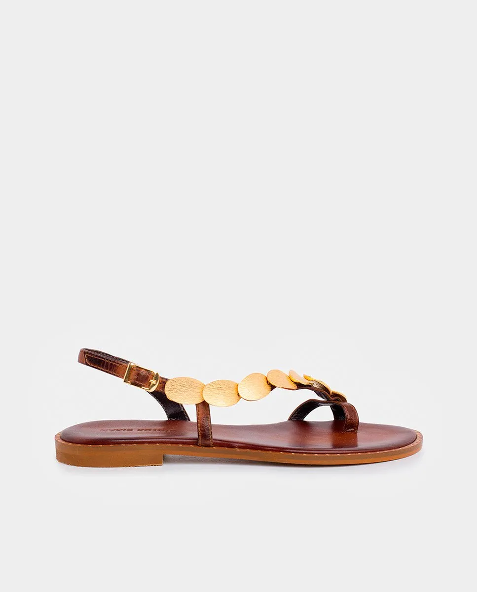 Sandalias De Piel Griegas Apollonia Choc