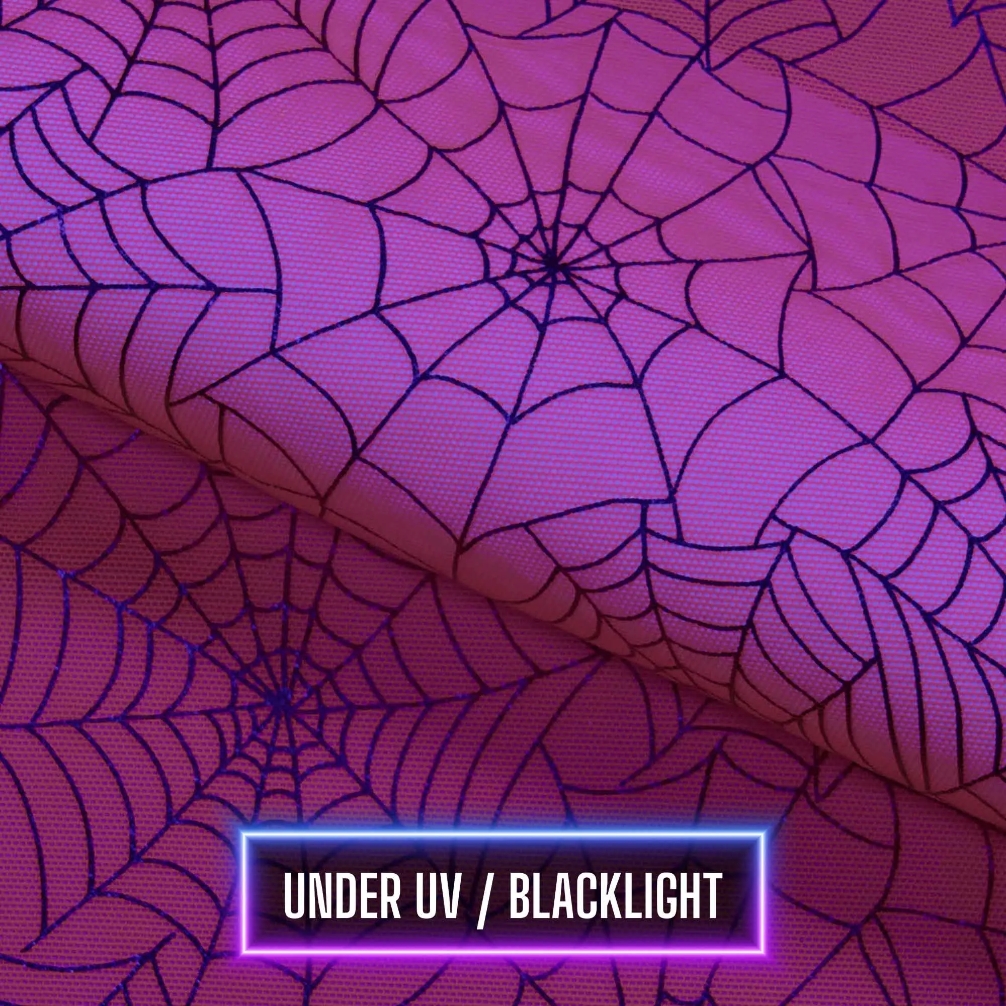 Spiderweb Foiled Mesh Spandex Fabric - UV/Blacklight Reactive | Blue Moon Fabrics